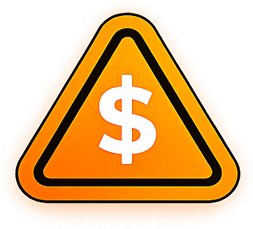 Pay Attention logo — orange warning triangle with a dollar sign